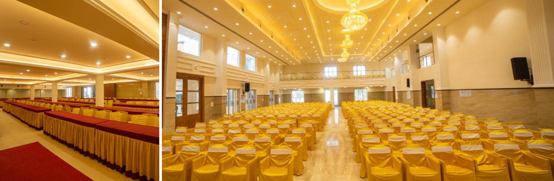 Elegant dining hall in Madurai with seating for 250 guests